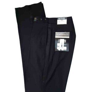 NEW Doni Barassi Super 140s Merino Wool Tuxedo Pants Black Flat Front Size 30L